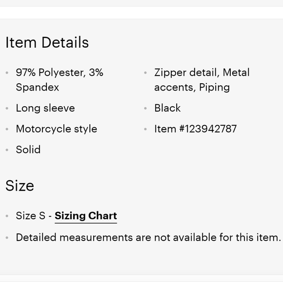 Moto Jacket, Lace Up Back, Fitted & stretchy & adjustable, Small, Tie Back - Picture 4 of 13